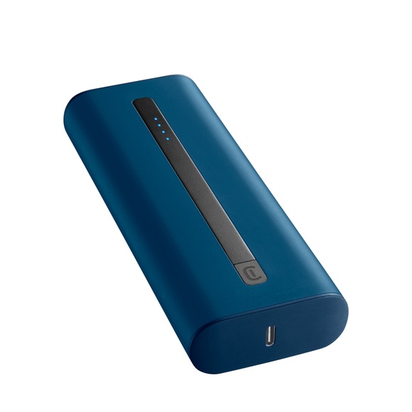 Cellularline - (20W) Thunder 20000mAh USB / USB C Power Bank Ladegerät Power Delivery Quick Charge (PBNEWTANK20000B) - Blau