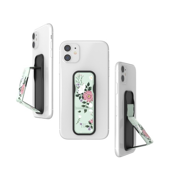 Clckr - Universal Antibakterielle Finger Griff Halterung mit Aufsteller für Smartphones / Tablets (44514) - Mint Green Floral