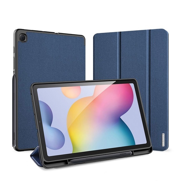 Dux Ducis - Samsung Galaxy Tab S6 Lite Tasche Smart Cover Gummi Schutzhülle Stoff Design - Dunkelblau