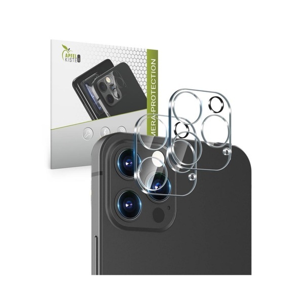 (2er Set) Apfelkiste © - iPhone 12 Pro Kamera Objektiv Protector Panzer Glas Schutzfolie Case Friendly - Transparent