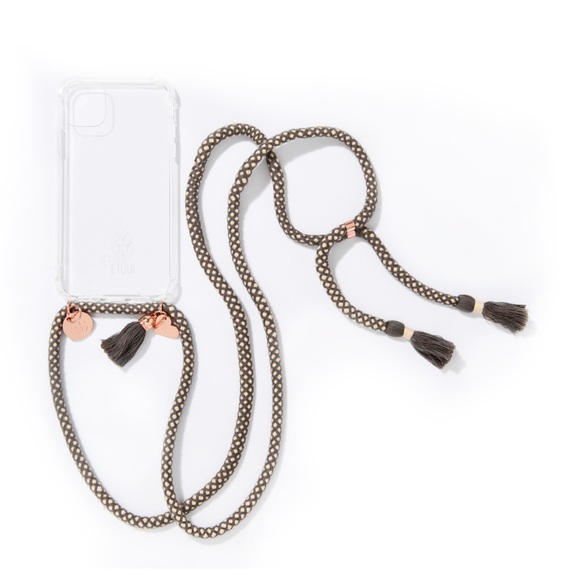 ETUUI - iPhone 11 Pro Necklace Hybrid TPU Hülle Air Cushion Fallschutz + Handykette - Grau