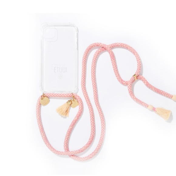 ETUUI - iPhone 12 Pro Max Necklace Hybrid TPU Hülle Air Cushion Fallschutz + Handykette - Rosa