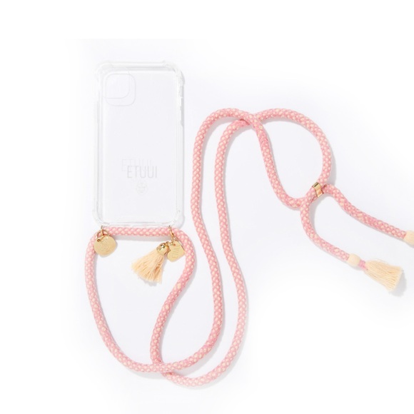 ETUUI - iPhone 12 / iPhone 12 Pro Necklace Hybrid TPU Hülle Air Cushion Fallschutz + Handykette - Rosa