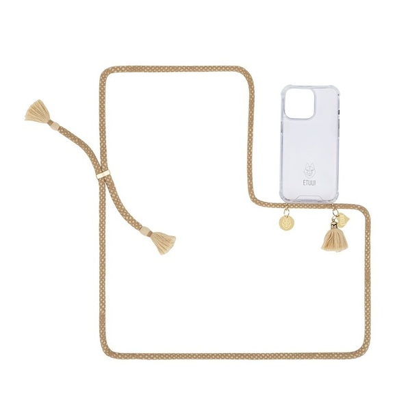 ETUUI - iPhone SE (2022/2020) / 8 / 7 / 6S / 6 Necklace Hybrid TPU Hülle Air Cushion Fallschutz + Handykette (CappuGold-78-SE) - Braun