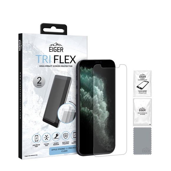 (2er Set) Eiger - iPhone 11 Pro Tri Flex Display Schutzfolie Case Friendly (EGSP00525)