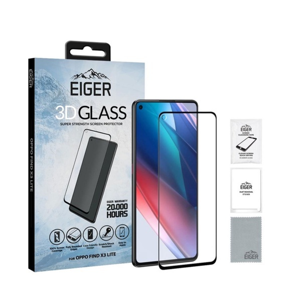 Eiger Find X3 Lite 3D Glas Case friendly Displayschutz