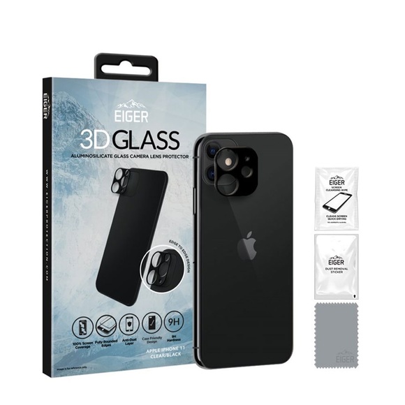 Eiger - iPhone 11 Explosionsgeschützte Kamera Fiberglas Schutzfolie 0.2 mm (EGSP00665) - Schwarz