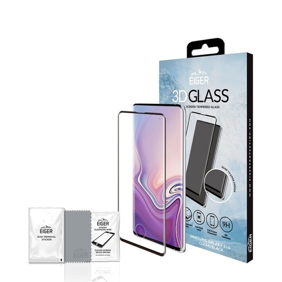 Eiger Samsung Galaxy S10 Vollbild 3D Panzer Glas Display Schutzfolie mit Rahmen Schwarz (EGSP00353)