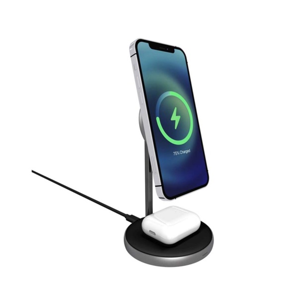 Epico - (15W) 2in1 MagSafe Qi Wireless Fast Charger Ladegerät für Apple iPhone (Mini/Pro/Max) / Airpods (9915111300032) - Schwarz