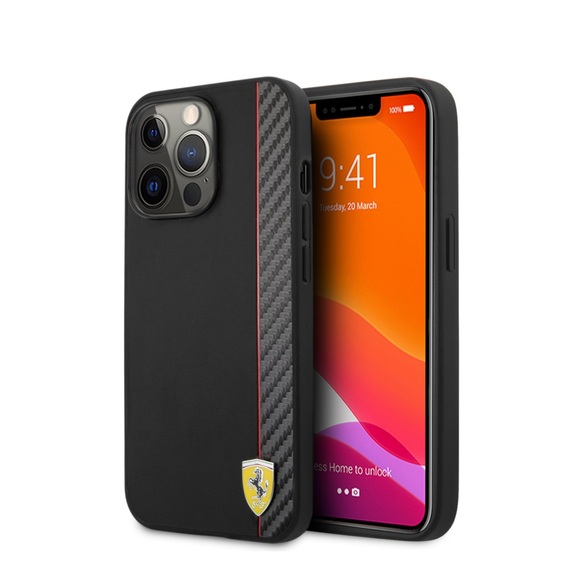 Ferrari - iPhone 13 Pro Max Hardcase Hülle Carbon (FESAXHCP13XBK) - Schwarz