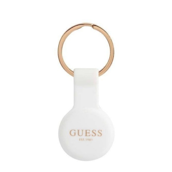 Guess - Apple AirTag Anhänger Silikon Case Hülle Schlüsselanhänger (GUATSGEH) - Weiss