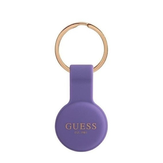 Guess - Apple AirTag Anhänger Silikon Case Hülle Schlüsselanhänger (GUATSGEU) - Violett