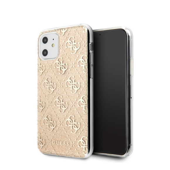 Guess - iPhone 11 Hardcase Hülle Liquid Glitter 4G (GUHCN61PCU4GLGO) - Gold / Transparent