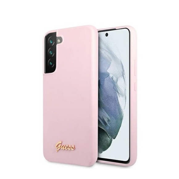Guess - Samsung Galaxy S22 5G Silikon Hardcase Hülle Vintage Script (GUHCS22SLSLMGLA) - Lavendel / Gold