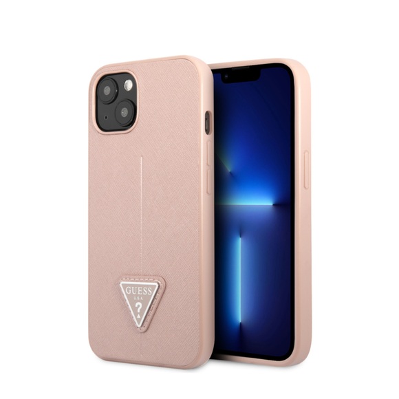 Guess - iPhone 13 Leder Saffiano Hardcase Hülle (GUHCP13MPSATLP) - Rosa