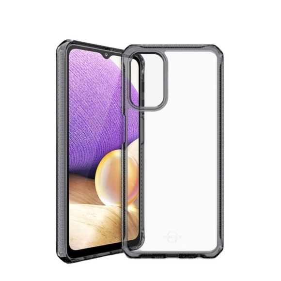 ITSkins - Samsung Galaxy A32 5G Hybrid Clear Antimikrobielle Schutz Hardcase Hülle (Fallschutz 3 Meter) - Transparent / Schwarz