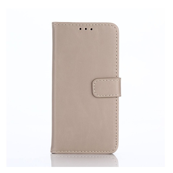 Samsung Galaxy A5 (2017) Leder Tasche Hülle mit Kartenetui - Grau (Beige)
