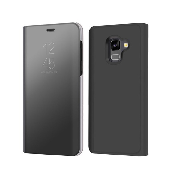 Samsung Galaxy A8 (2018) Clear View Standing Cover Hülle - Schwarz