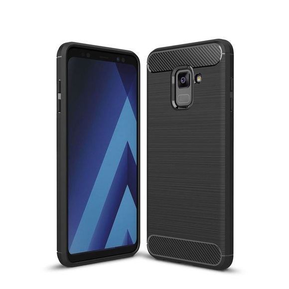 Samsung Galaxy A8 (2018) Gummi Case Schutzhülle im Carbon Look - Schwarz