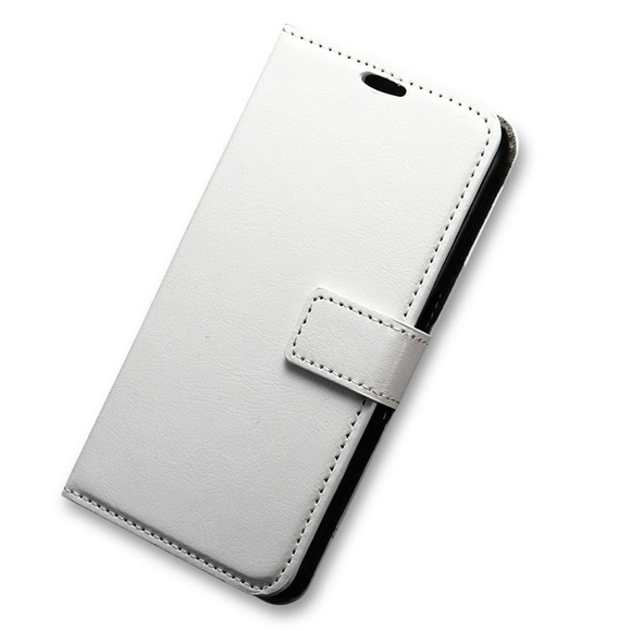 Samsung Galaxy S7 Edge Leder Tasche Flip Cover mit Kartenfächer - Weiss