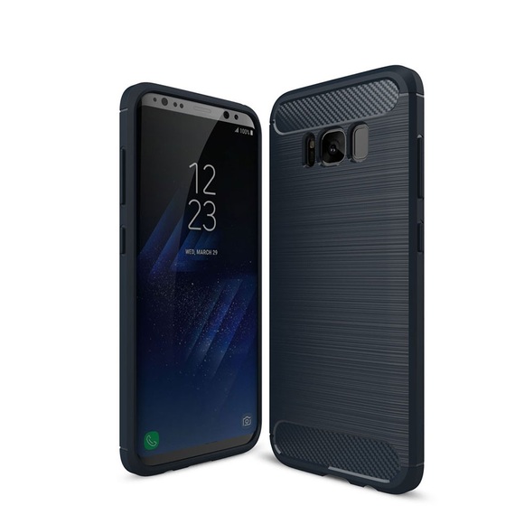 Samsung Galaxy S8 Gummi Case Schutzhülle im Carbon Look - Dunkelblau