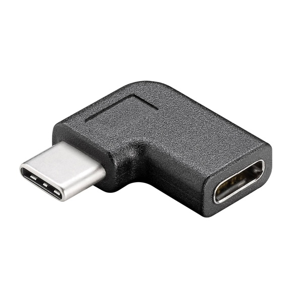 Goobay USB 3.0 Adapter [1x USB-C™ Buchse - 1x USB-C™ Stecker] Adapter USB-C™ auf USB-C™ 90°, schwarz