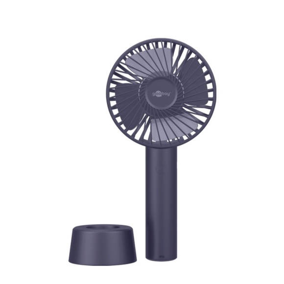 Goobay - (Ø21cm) USB Mini Hand Ventilator Lüfter Wiederaufladbar 2000mAh - Blau