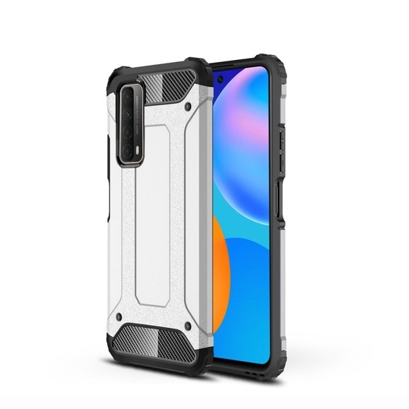 Huawei P Smart (2021) Outdoor Hybrid Hardcase Hülle - Silber / Schwarz