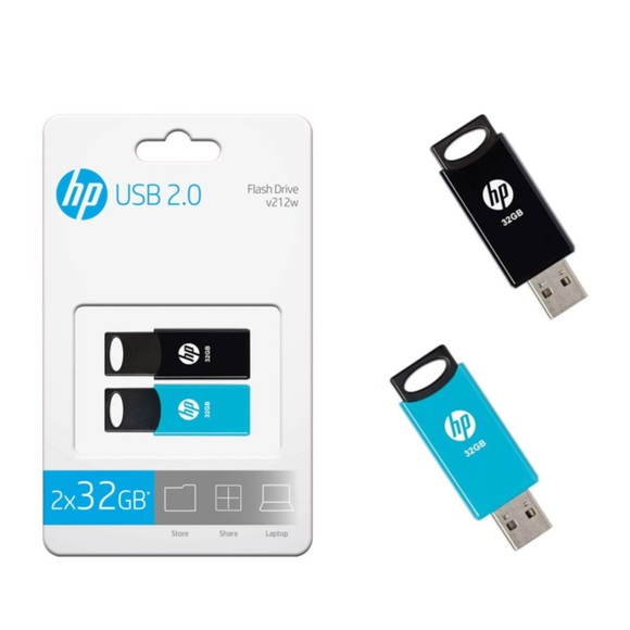 HP - (2er Set) 32GB USB 2.0 Speicher Stick mit 140 MB/s Lesegeschwindigkeit (HPFD21232) - Schwarz / Blau