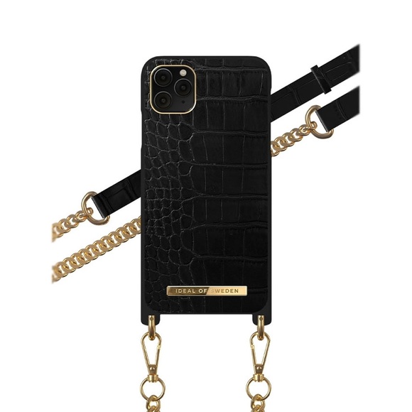 iDeal of Sweden - iPhone 11 Pro Max / iPhone Xs Max Necklace Case Hardcase Hülle + Handykette (IDNCSS20-I1965-207) - Jet Black Croco
