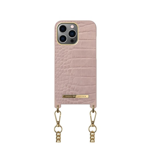 iDeal of Sweden - iPhone 13 Pro Necklace Case Hardcase Hülle + Handykette (IDNCSS20-I2161P-211) - Misty Rose Croco