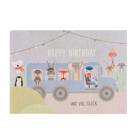 Kartenmarie - A6 Kinder Glückwunschkarte Geburtstags Postkarte - Happy Birthday Bus