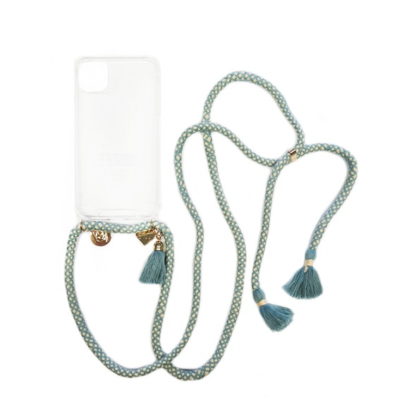 ETUUI - iPhone 11 / iPhone Xr Necklace Hybrid TPU Hülle Air Cushion Fallschutz + Handykette - Blau