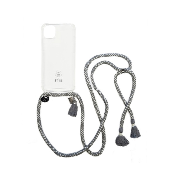 ETUUI - iPhone 11 / iPhone Xr Necklace Hybrid TPU Hülle Air Cushion Fallschutz + Handykette - Hellgrau