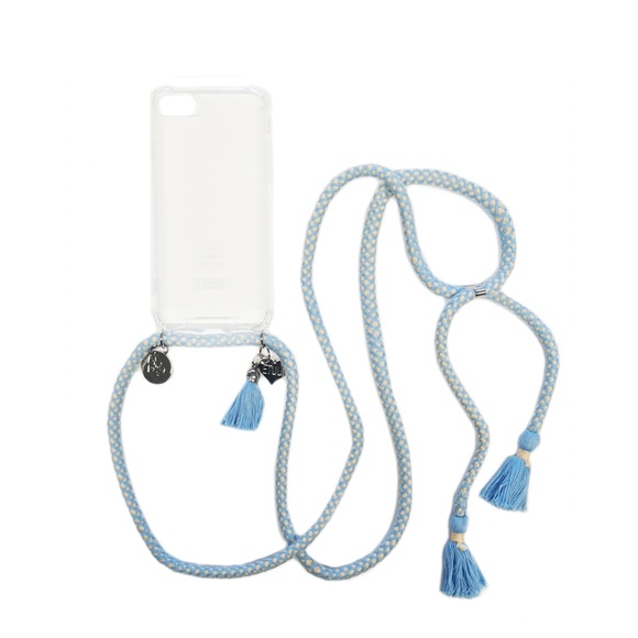 ETUUI - iPhone SE (2020) / 8 / 7 / 6S Necklace Hybrid TPU Hülle Air Cushion Fallschutz + Handykette - Hellbau
