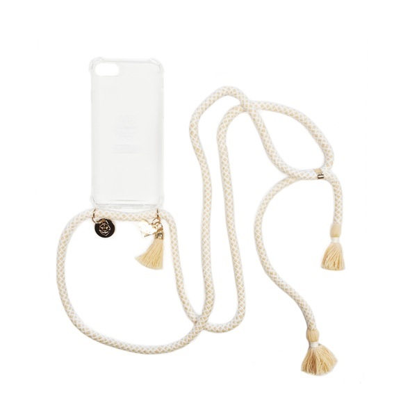 ETUUI - iPhone SE (2020) / 8 / 7 / 6S Necklace Hybrid TPU Hülle Air Cushion Fallschutz + Handykette - Weiss