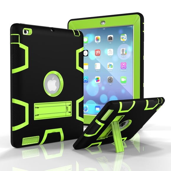 iPad 2 / 3 / 4 Schutzhülle + Aufsteller Defender - Schwarz Grün