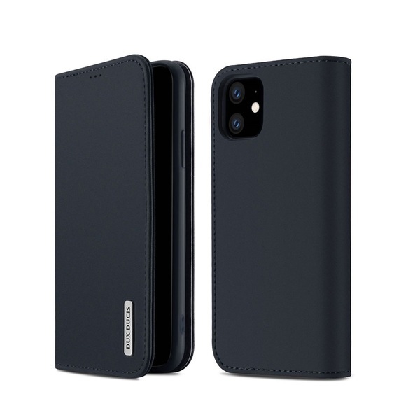 Dux Ducis - iPhone 11 Flip Wallet Cover Echtleder Tasche Wish Series - Dunkelblau