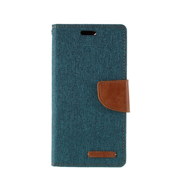 Mercury Goospery - iPhone 11 Stoff Tasche Karten Etui Canvas Diary - Grün / Braun