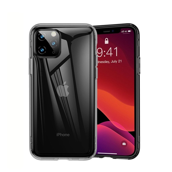 Baseus - iPhone 11 Pro Max Gummi Hülle mit Air Cushion Fallschutz - Schwarz (Transparent)