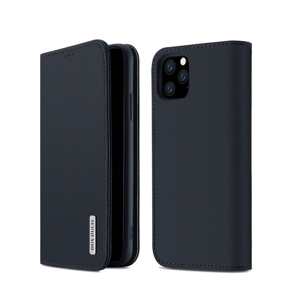 Dux Ducis - iPhone 11 Pro Max Flip Wallet Cover Echtleder Tasche Wish Series - Dunkelblau
