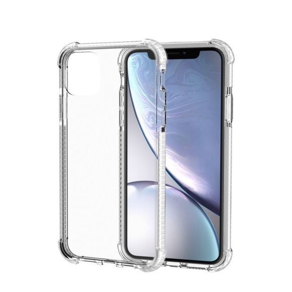 iPhone 11 Pro Max Hybrid Bumper Hülle mit Air Cushion Fallschutz - Weiss / Transparent