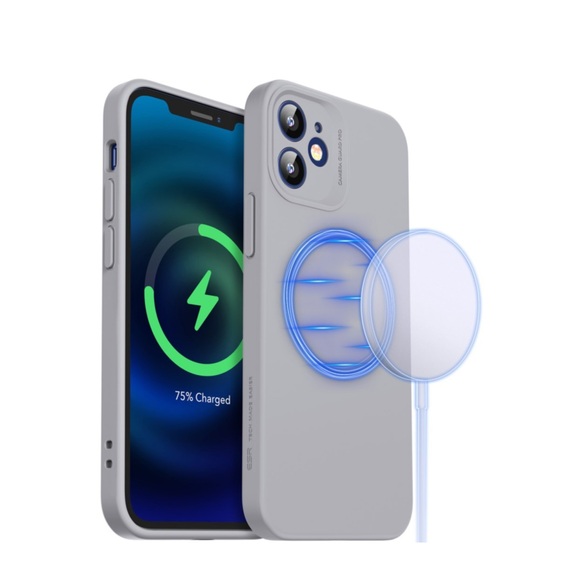 iPhone 12 Mini MagSafe Silikon Case Hülle + Kameraschutz - Grau
