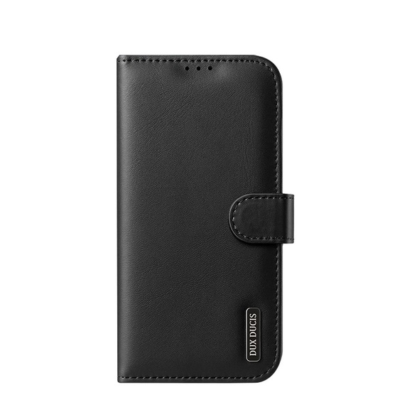 Dux Ducis - iPhone 12 Pro Max Flip Wallet Cover Echtleder Tasche Hivo Series (RFID Schutz) - Schwarz
