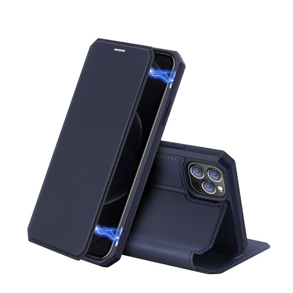 Dux Ducis - iPhone 12 Pro Max Magnet Flip Wallet Cover Leder Tasche - Dunkelblau