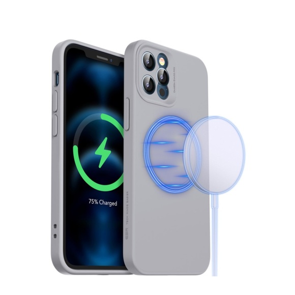 iPhone 12 Pro MagSafe Silikon Case Hülle + Kameraschutz - Grau