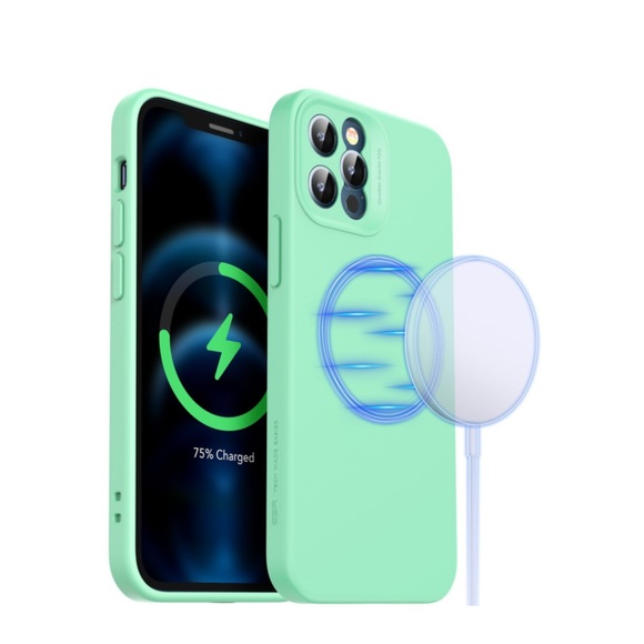 iPhone 12 Pro MagSafe Silikon Case Hülle + Kameraschutz - Grün