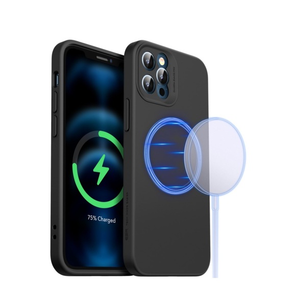 iPhone 12 Pro MagSafe Silikon Case Hülle + Kameraschutz - Schwarz