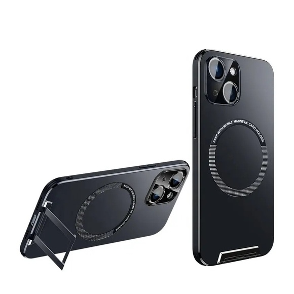 iPhone 14 MagSafe Hybrid Hülle mit TPU Bumper + Kickstand - Schwarz