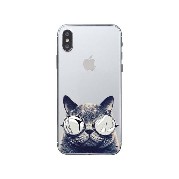 Apfelkiste © - iPhone Xs / X Gummi Case Hülle Ultra Thin Coole Katze - Transparent